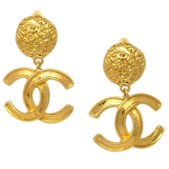 Chanel Gold Dangle Earrings Clip-On - Picture 1 of 5